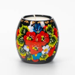 Ukrainian Wooden Tea Light Candle Holder Hand Painted Petrykivka Folk Art Christmas Present S071 - thumbnail 3
