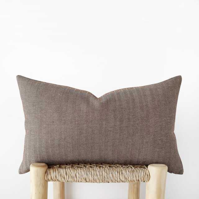 Brown Herringbone Lumbar Pillow Cover - Earth-Tone Decorative Cushion With Pattern - image 1