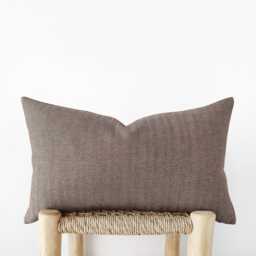 Brown Herringbone Lumbar Pillow Cover - Earth-Tone Decorative Cushion With Pattern - thumbnail 1