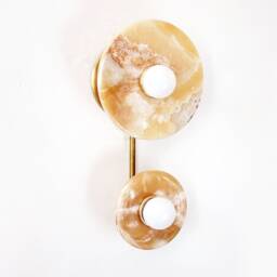 Onyx Marble Double & Brass Sconce Light Vanity Wall Bathroom Fixture Kitchen Foyer - thumbnail 3