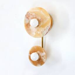 Onyx Marble Double & Brass Sconce Light Vanity Wall Bathroom Fixture Kitchen Foyer - thumbnail 2