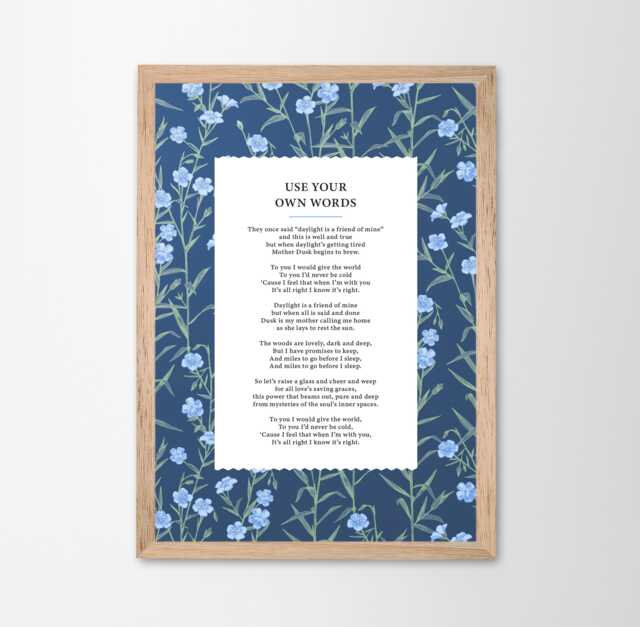 Custom Made Poem Print Use Your Own Words Personalised Anniversary Gift Framing Floral Wall Decor Handmade Wedding Remembrance Paper - image 1