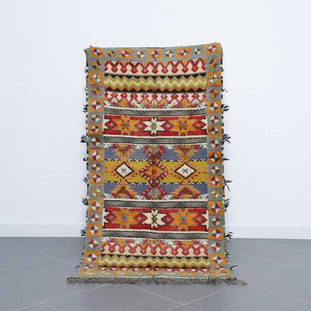Vintage Berber Rug Handwoven Wool Moroccan Carpet, Abstract Design - 5, 7x3, 1 Ft - image 1
