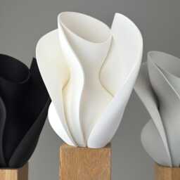 Abstract Flower Vase For Mantel, Modern Wavy With Layered Design, Futuristic Decoration Dry Display, New Home Useful Gift - thumbnail 2