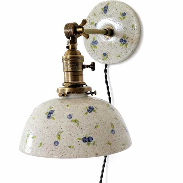 style#102 Handcrafted Blueberry Ceramic Wall Sconce - Farmhouse Pottery Lamp, Home Lighting, Pottery Lamp, Lamp - image 1