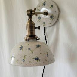 style#102 Handcrafted Blueberry Ceramic Wall Sconce - Farmhouse Pottery Lamp, Home Lighting, Pottery Lamp, Lamp - thumbnail 2