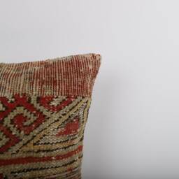 Vintage Turkish Kilim Pillow Cover Handwoven Wool Throw - 16x16 - thumbnail 3