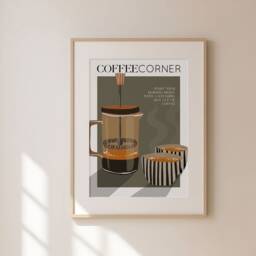 Coffee Corner Print, Poster, Kitchen Wall Art, Decor, Aesthetic Apartment Trendy Unframed - thumbnail 2