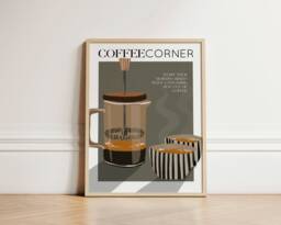 Coffee Corner Print, Poster, Kitchen Wall Art, Decor, Aesthetic Apartment Trendy Unframed - thumbnail 1