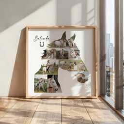 Personalised Horse Photo Collage Print - Custom Lover Gift Equestrian Wall Art Memorial Silhouette Owner Keepsake - thumbnail 2
