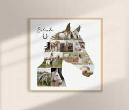 Personalised Horse Photo Collage Print - Custom Lover Gift Equestrian Wall Art Memorial Silhouette Owner Keepsake - thumbnail 1