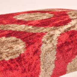Handmade Silk Velvet Ikat Pillow Cover, Luxury Lumbar Cushion - thumbnail 2