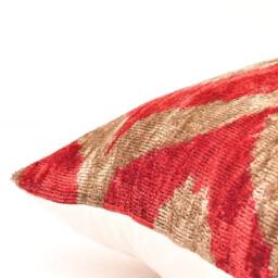 Handmade Silk Velvet Ikat Pillow Cover, Luxury Lumbar Cushion - thumbnail 3