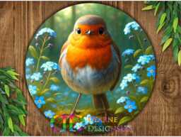 Robin Sign Forget-Me-Nots Red Bird Gifts Outdoor Spring Garden Sign Metal Wall Art Decor Garden Ornaments - thumbnail 1