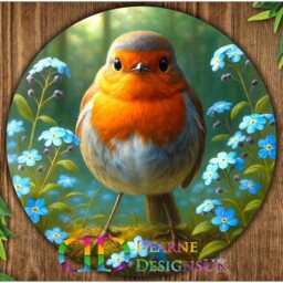 Robin Sign Forget-Me-Nots Red Bird Gifts Outdoor Spring Garden Sign Metal Wall Art Decor Garden Ornaments - thumbnail 2