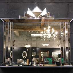 Hobart Original Handcrafted Art Deco Fan Over Mantle Wall Mirror in Silver - thumbnail 3