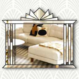 Hobart Original Handcrafted Art Deco Fan Over Mantle Wall Mirror in Silver - thumbnail 4