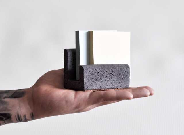 Minimalist Concrete Business Card Holder Industrial Desk Organizer - image 1