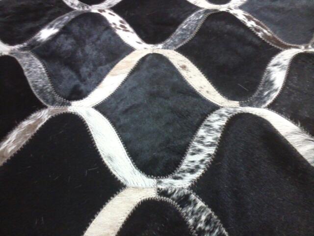 Cowhide Patchwork Rug Raw Leather Argentina - Free Shipping Handmade 5' X 7' Exotic Whites & Black - image 1