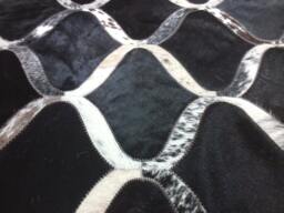 Cowhide Patchwork Rug Raw Leather Argentina - Free Shipping Handmade 5' X 7' Exotic Whites & Black - thumbnail 1