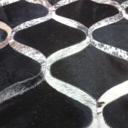 Cowhide Patchwork Rug Raw Leather Argentina - Free Shipping Handmade 5' X 7' Exotic Whites & Black - thumbnail 3