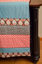 Nursery Bedding Set Of 3 Coral & Turquoise Quilt W/2 Custom Crib Sheets Baby Boy Quilt, Girl Gender Neutral Shower Gift