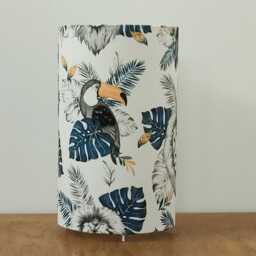 Tube Lamp With Jungle Animal Motifs - Lion Toucan & Exotic Leaves, Tropical Decor, Christmas Gift Idea, Baby Shower Registry - thumbnail 2