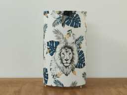 Tube Lamp With Jungle Animal Motifs - Lion Toucan & Exotic Leaves, Tropical Decor, Christmas Gift Idea, Baby Shower Registry