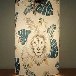 Tube Lamp With Jungle Animal Motifs - Lion Toucan & Exotic Leaves, Tropical Decor, Christmas Gift Idea, Baby Shower Registry - thumbnail 3