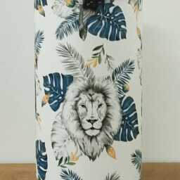 Tube Lamp With Jungle Animal Motifs - Lion Toucan & Exotic Leaves, Tropical Decor, Christmas Gift Idea, Baby Shower Registry - thumbnail 4