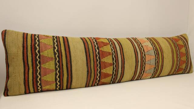 Extralong King Size Kilim Pillow Cover 12x47 Inches 30x120 cm Handmade Lumbar Bedding 4Oyf-276 - image 1