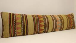 Extralong King Size Kilim Pillow Cover 12x47 Inches 30x120 cm Handmade Lumbar Bedding 4Oyf-276 - thumbnail 1