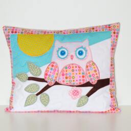 Nursery Pillow Cover, Throw 12 X 16 Inches, Pink & Aqua Blue, Rainbow Accent - thumbnail 2
