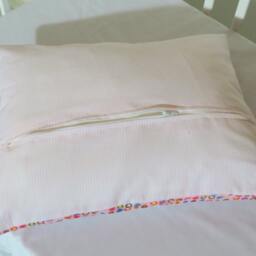 Nursery Pillow Cover, Throw 12 X 16 Inches, Pink & Aqua Blue, Rainbow Accent - thumbnail 3