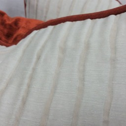 striae Patterned Cushion Cover - Taupey Cream & Cinnabar Velvet, 22 - thumbnail 2