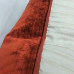 striae Patterned Cushion Cover - Taupey Cream & Cinnabar Velvet, 22 - thumbnail 3