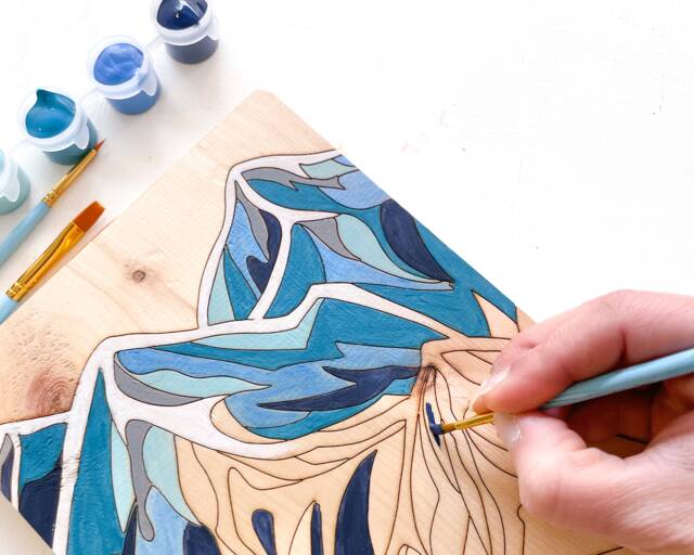 Wood Paint By Number Kit - Mountain Peak Design, Wooden Wall Art - image 1