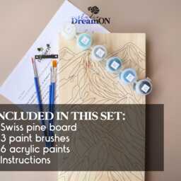Wood Paint By Number Kit - Mountain Peak Design, Wooden Wall Art - thumbnail 3