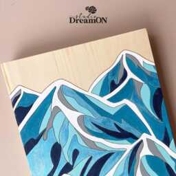 Wood Paint By Number Kit - Mountain Peak Design, Wooden Wall Art - thumbnail 2