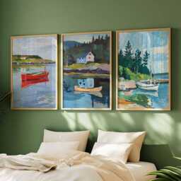 Set Of 3 Maine Posters, Usa New England Prints Set, Coastal Landscape Wall Art, Scenic Lighthouse Decor Prints, Nautical Travel Gift - thumbnail 2
