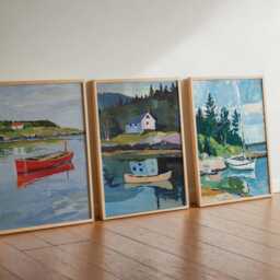 Set Of 3 Maine Posters, Usa New England Prints Set, Coastal Landscape Wall Art, Scenic Lighthouse Decor Prints, Nautical Travel Gift - thumbnail 3