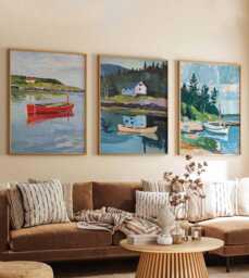 Set Of 3 Maine Posters, Usa New England Prints Set, Coastal Landscape Wall Art, Scenic Lighthouse Decor Prints, Nautical Travel Gift - thumbnail 1