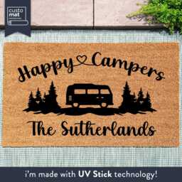 Happy Campers Travel Motorhome Doormat - Personalized Camper Accessories Custom Camping Rug Coir Gift Family Door Mat - thumbnail 4