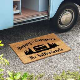 Happy Campers Travel Motorhome Doormat - Personalized Camper Accessories Custom Camping Rug Coir Gift Family Door Mat - thumbnail 3