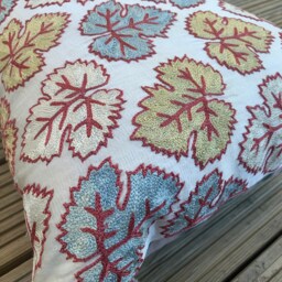 Silk Suzani Pillow Hand-Embroidered Accent Cushion - thumbnail 3
