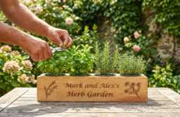 Personalised Herb Garden, Window Box, Indoor Kitchen Accessories, Planter With Pots, Chef Gift, Grandad Plant Pot, Markers - thumbnail 1