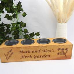 Personalised Herb Garden, Window Box, Indoor Kitchen Accessories, Planter With Pots, Chef Gift, Grandad Plant Pot, Markers - thumbnail 2