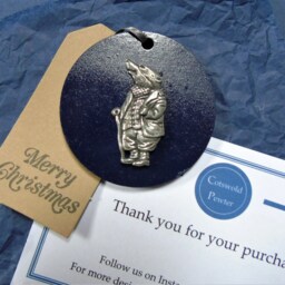 Badger Christmas Decoration - Wind in The Willows Mr Wooden Disk Book Lover Gift - thumbnail 4