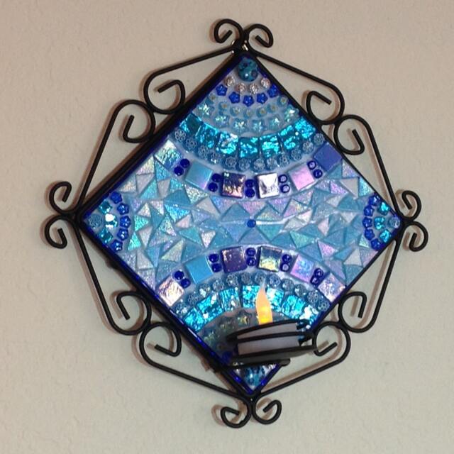 Shiny Blue Arches Candle Holder - image 1