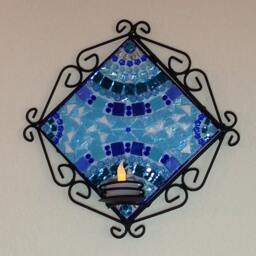 Shiny Blue Arches Candle Holder - thumbnail 2